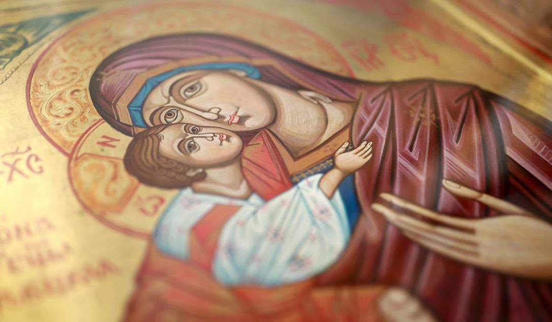 Icon of Virgin Mary holding Jesus